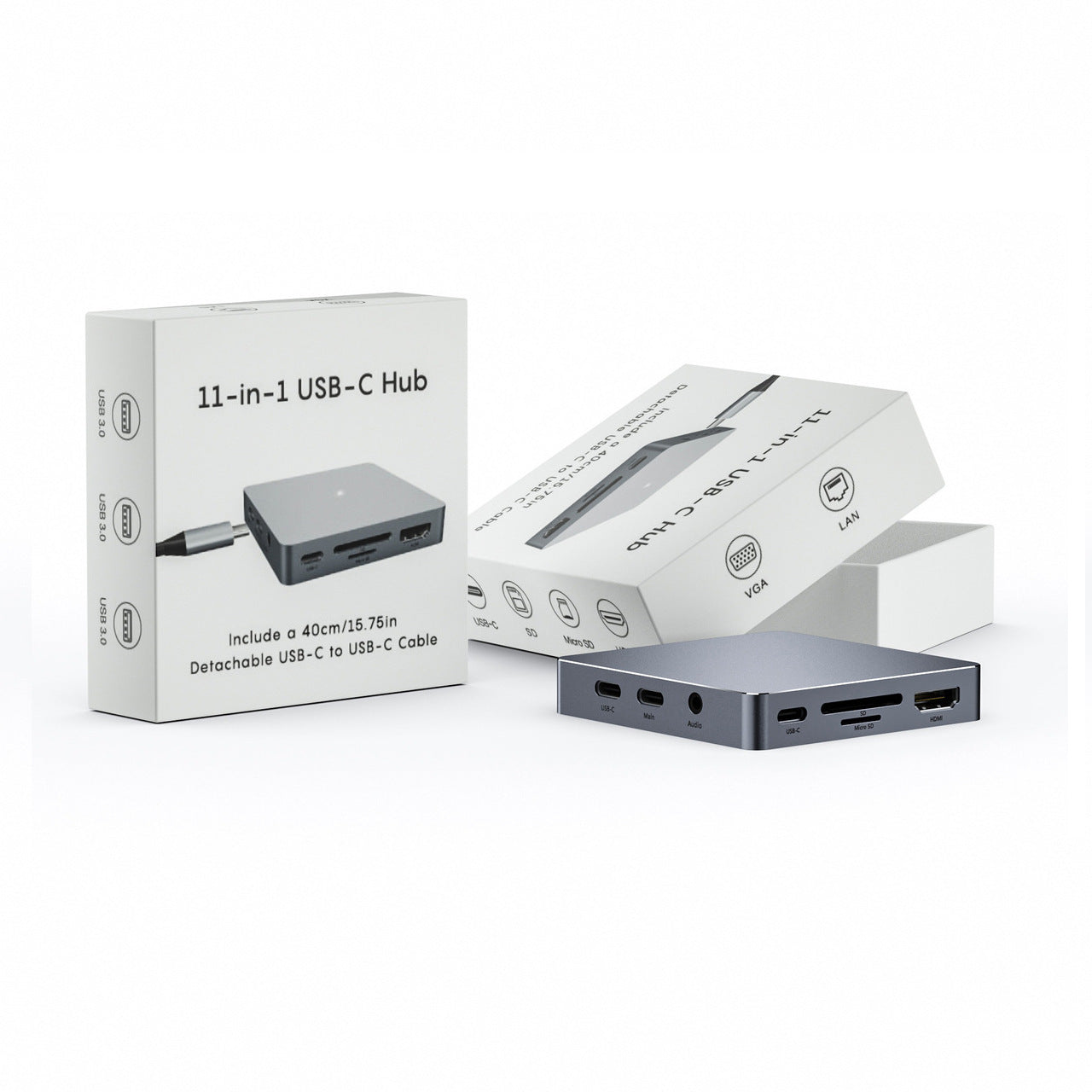 Wielofunkcyjna stacja dokująca USB-C 11w1 z HDMI, VGA, RJ45, USB 3.0 i czytnikiem kart
