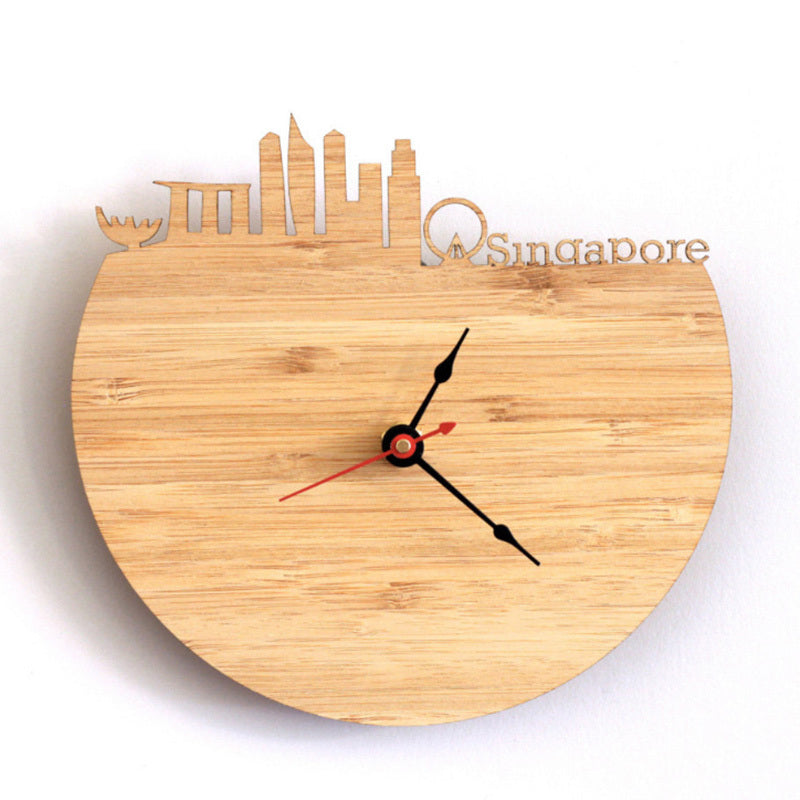 Bambusowy Zegar Ścienny Singapore -Minimalistyczny z Naturalnego Drewna