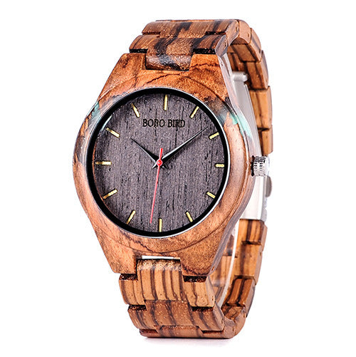 Zegarek bambusowy Q05 – mechanizm kwarcowy, średnica 44 mm