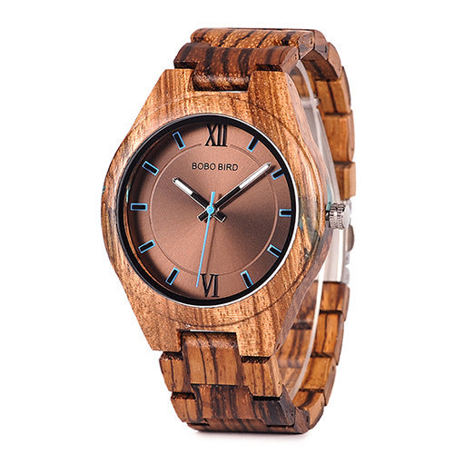 Zegarek bambusowy Q05 – mechanizm kwarcowy, średnica 44 mm