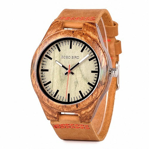 Zegarek bambusowy Q05 – mechanizm kwarcowy, średnica 44 mm
