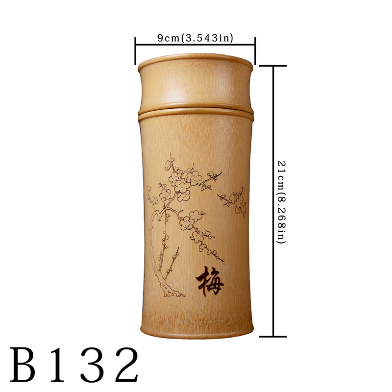 Bambusowy Słoik na Herbatę w Stylu Retro – Ink & Wash