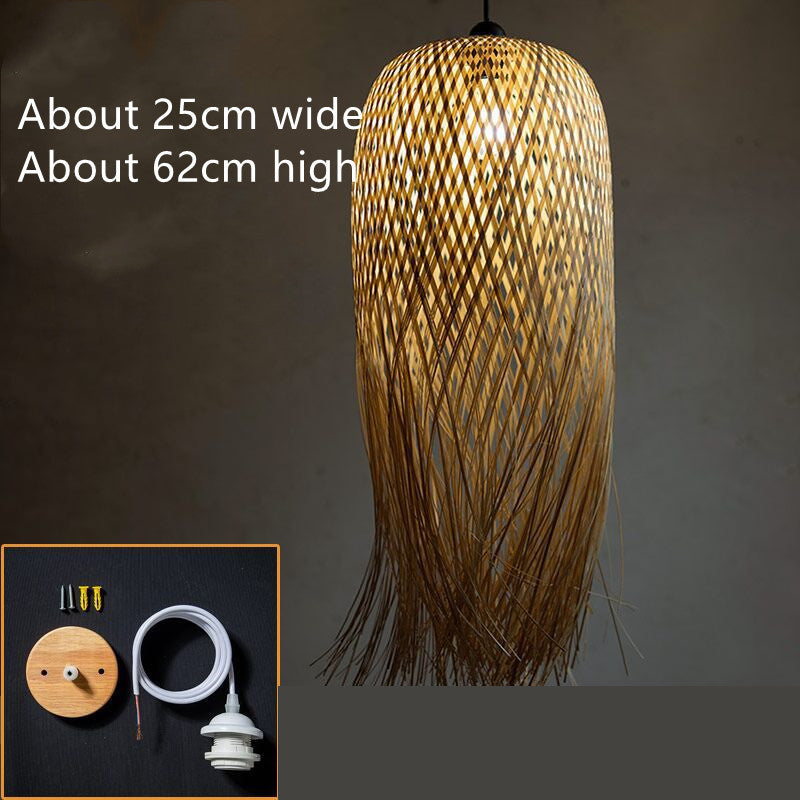 Lampa Bambusowa Sufitowa-Rattanowy Design w Stylu Loft i Japandi