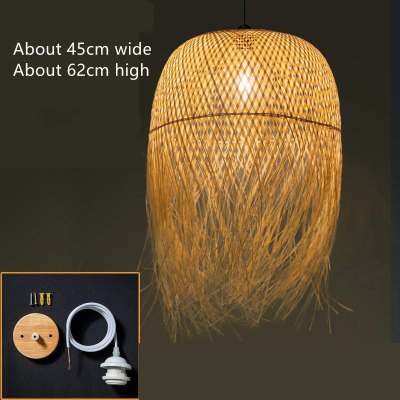 Lampa Bambusowa Sufitowa-Rattanowy Design w Stylu Loft i Japandi