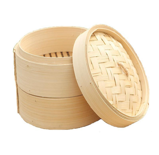 Parowar Bambusowy Dwupoziomowy 20 cm –Steamer do Gotowania na Parze