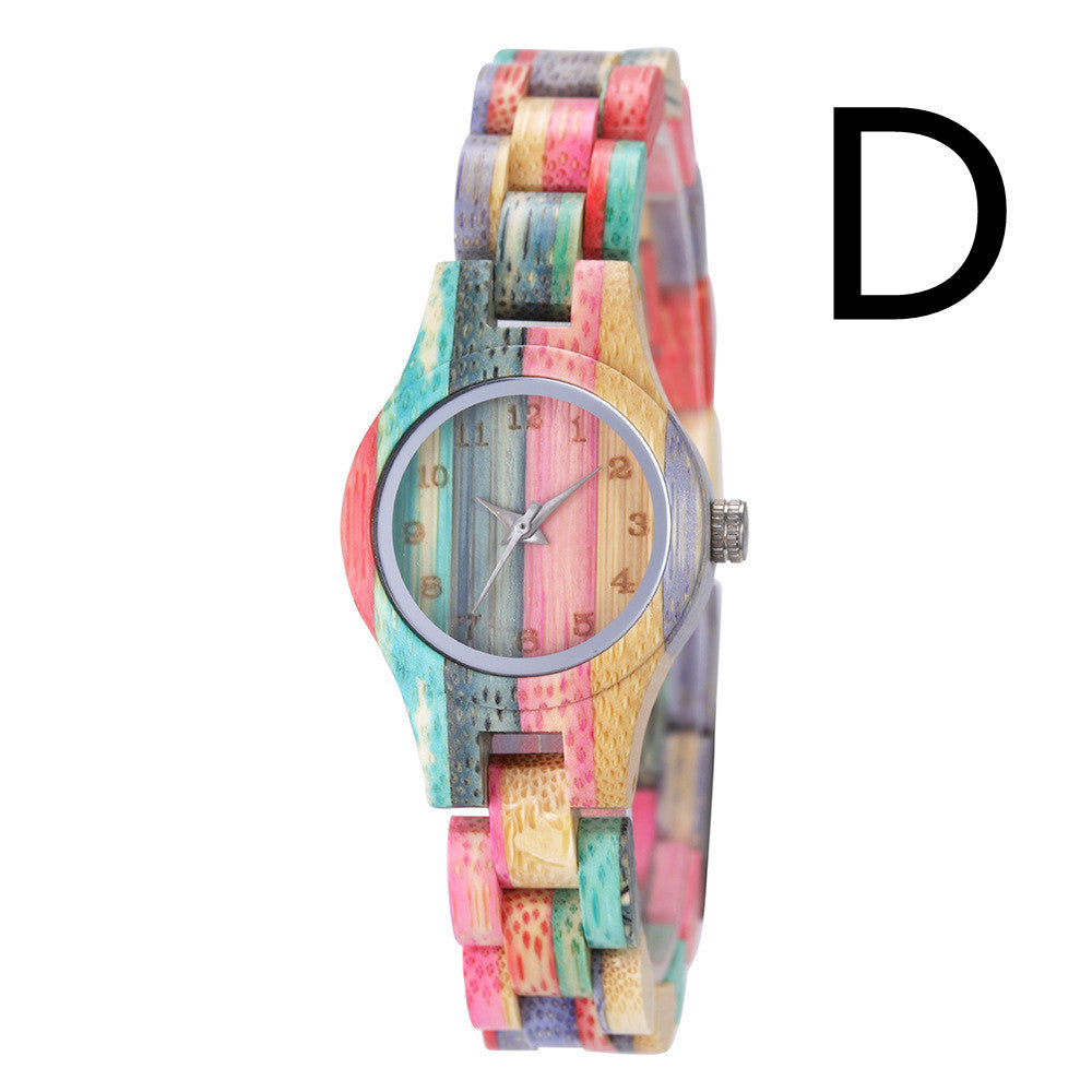 Zegarek Damski z Bambusa z Mechanizmem Kwarcowym