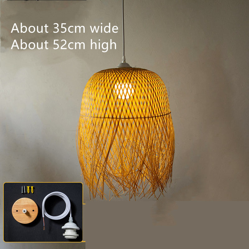 Lampa Bambusowa Sufitowa-Rattanowy Design w Stylu Loft i Japandi