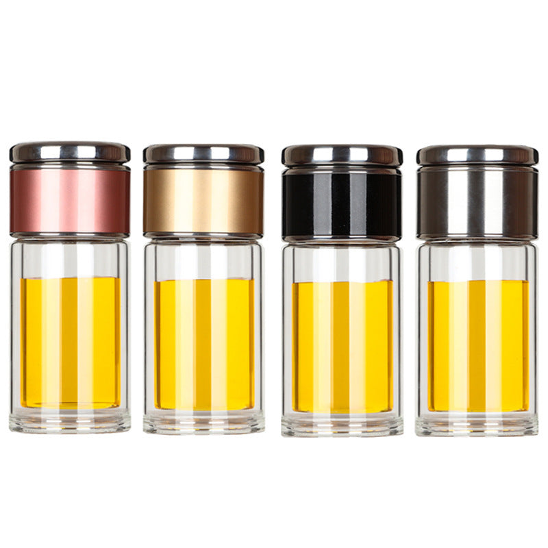 Kubek Termiczny z Podwójnym Szkłem i Naturalnym Sitkiem – 230–400 ml
