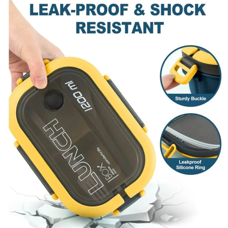 Lunchbox  1200ml z łyżką i widelcem-szczelny pojemnik dla dzieci i dorosłych