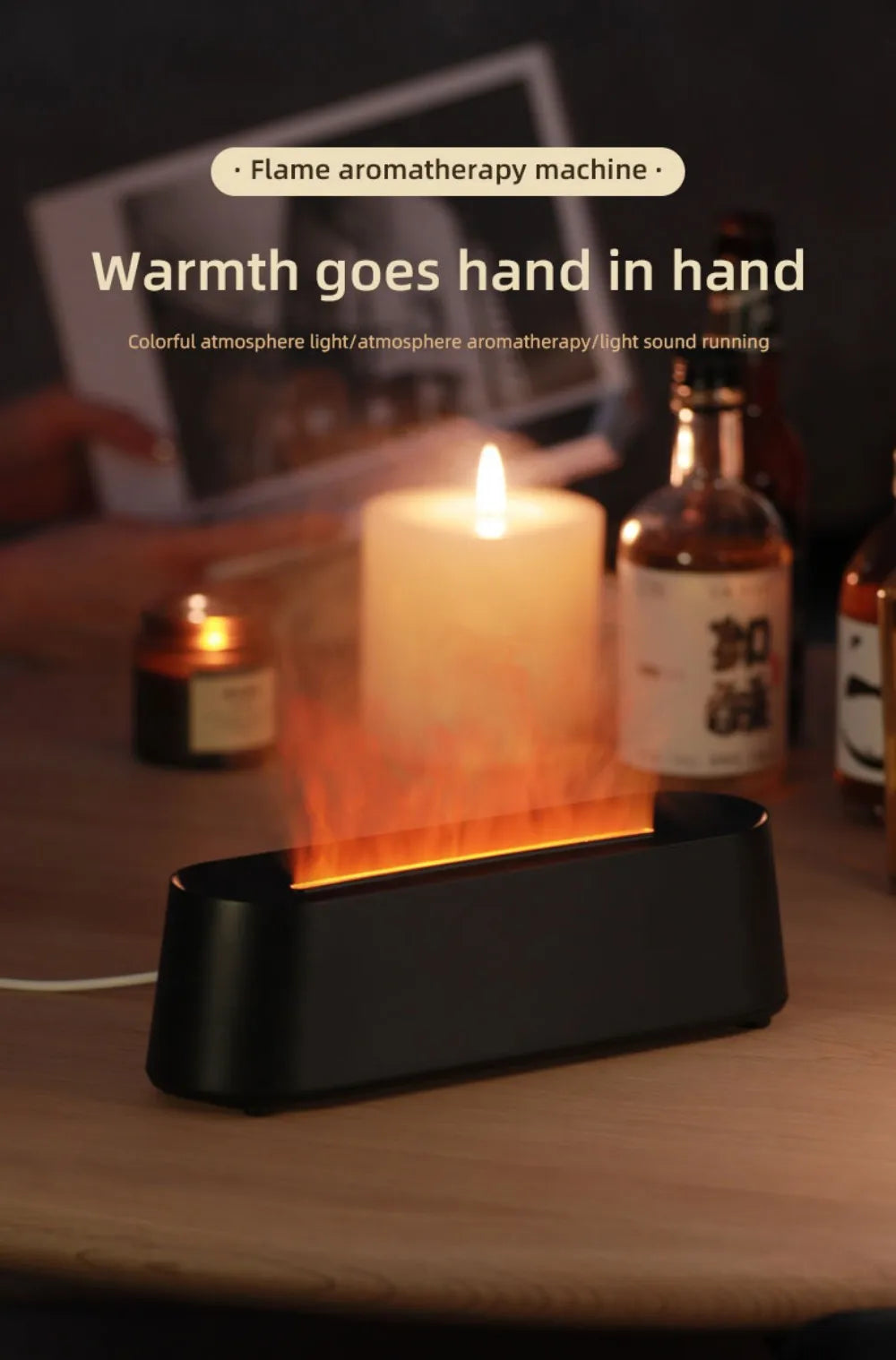 Nawilżacz Powietrza z Efektem Płomienia i Funkcją Dyfuzora LED