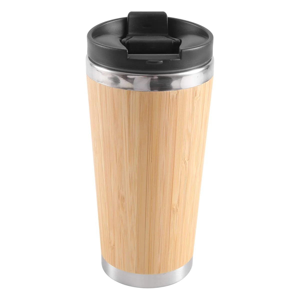 Kubek termiczny bambusowy 450 ml – bambus zewnętrzny, wnętrze ze stali nierdzewnej