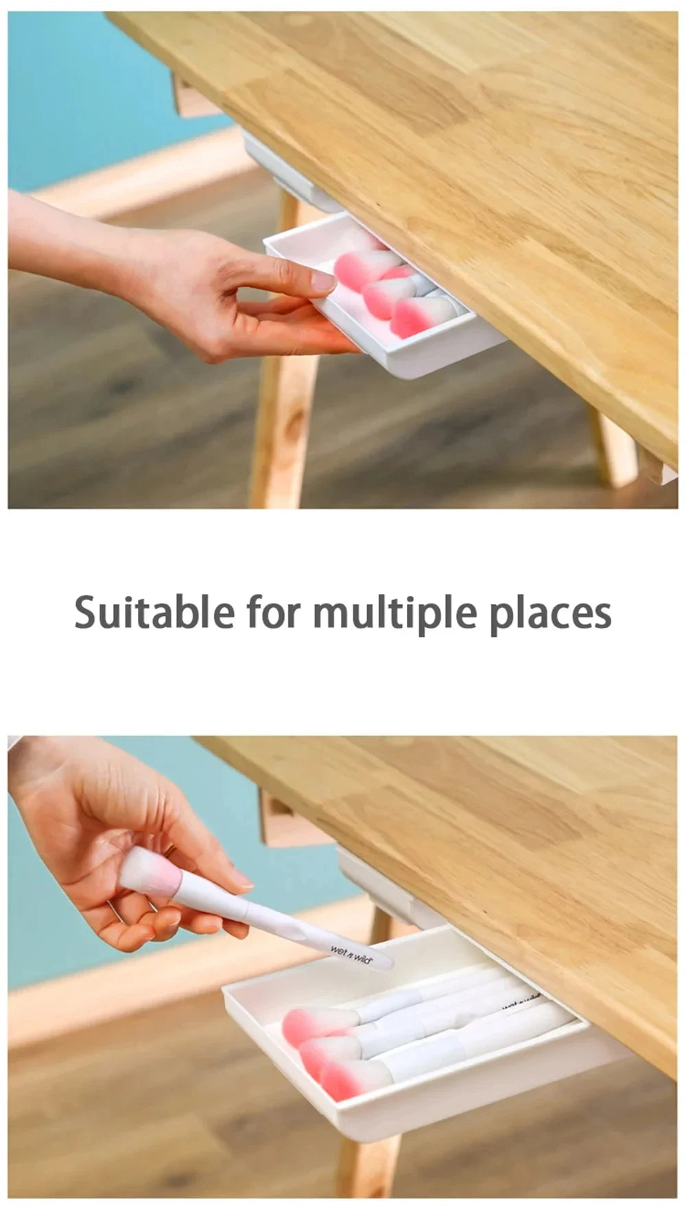 Organizer podblatowy na biurko – samoprzylepna szuflada na drobiazgi i przybory