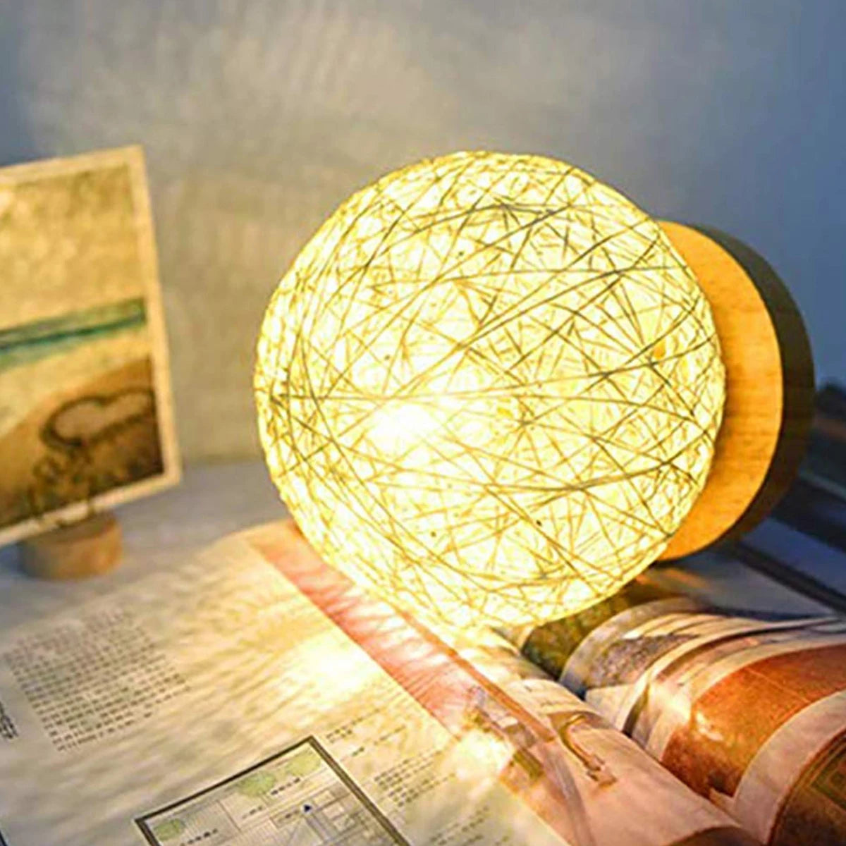 Lampka LED kula rattanowa- lampka biurowa USB(2 warianty)