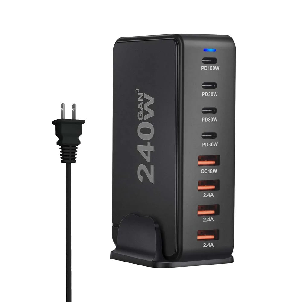 Wieloportowa ładowarka USB z szybkim ładowaniem i kompaktową konstrukcją