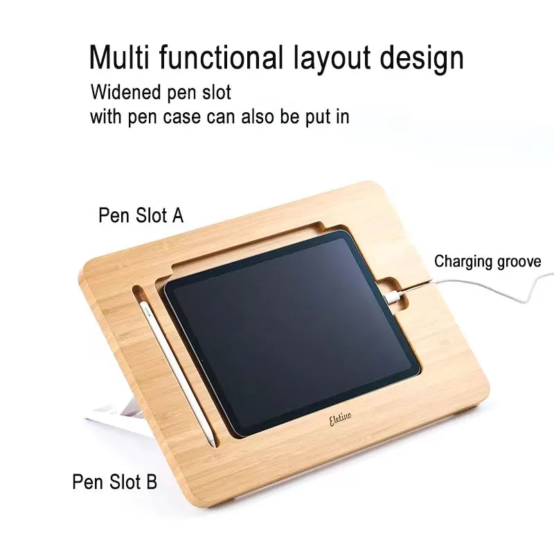 Regulowana drewniana podstawka pod IPada i tablet-składana wielofunkcyjna,do rysowania i pracy