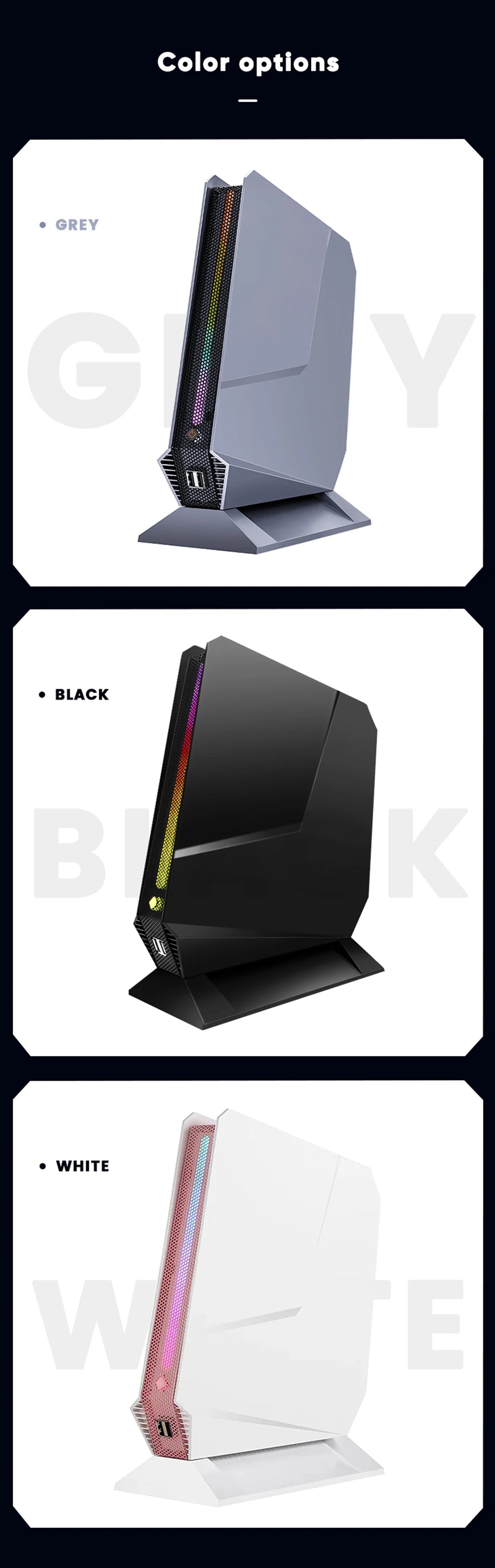 Mini komputer PC z podświetleniem RGB, do zastosowań domowych i multimedialnych – 64GB RAM, 2TB SSD