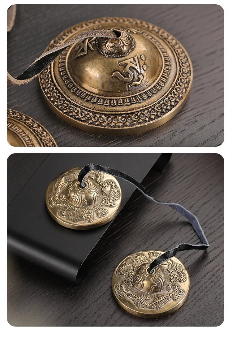 Nepalskie dzwonki Tingsha z mosiądzu – ręcznie wykonane, do praktyk oddechowych i medytacji