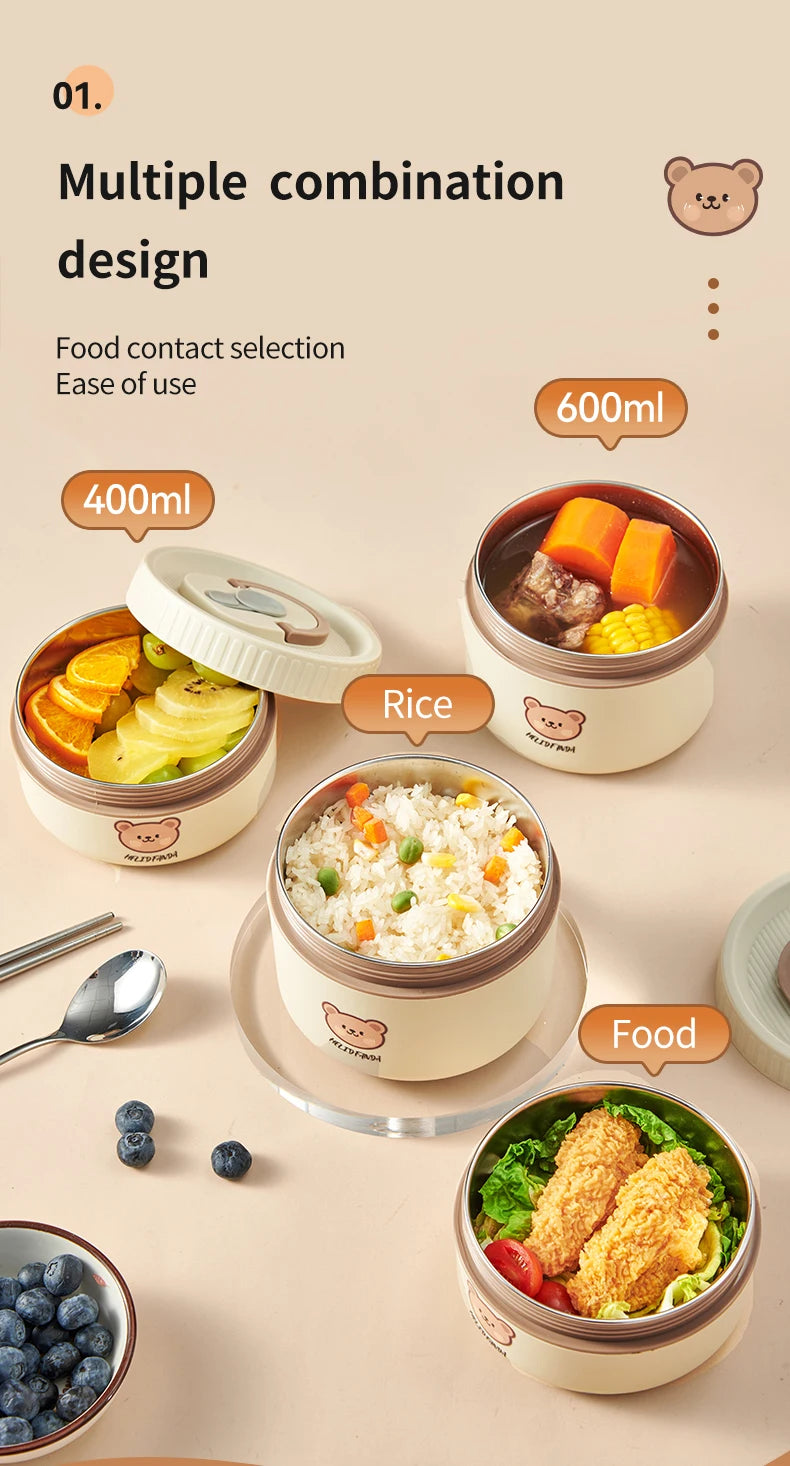 Lunchbox termiczny. Stal nierdzewna różne pojemności szczelny pojemnik na ciepłe posiłki