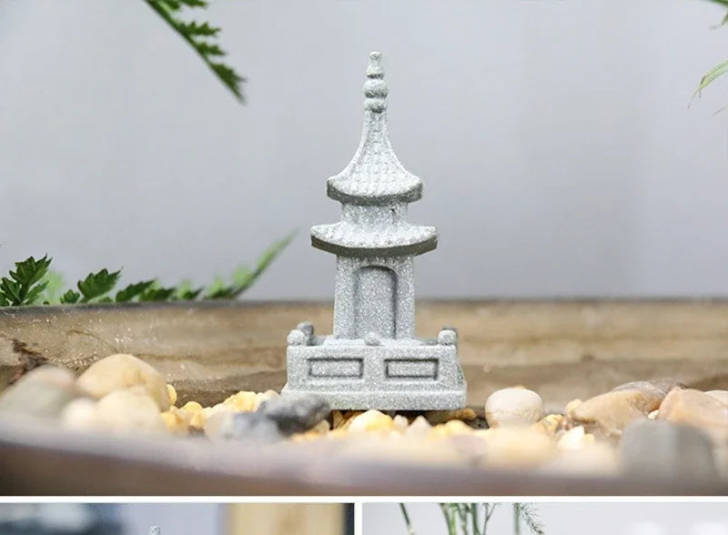 Figurki Zen Do Ogrodu i Dekoracji Wnętrz-Miniaturowe Pagody i Lampiony Japońskie