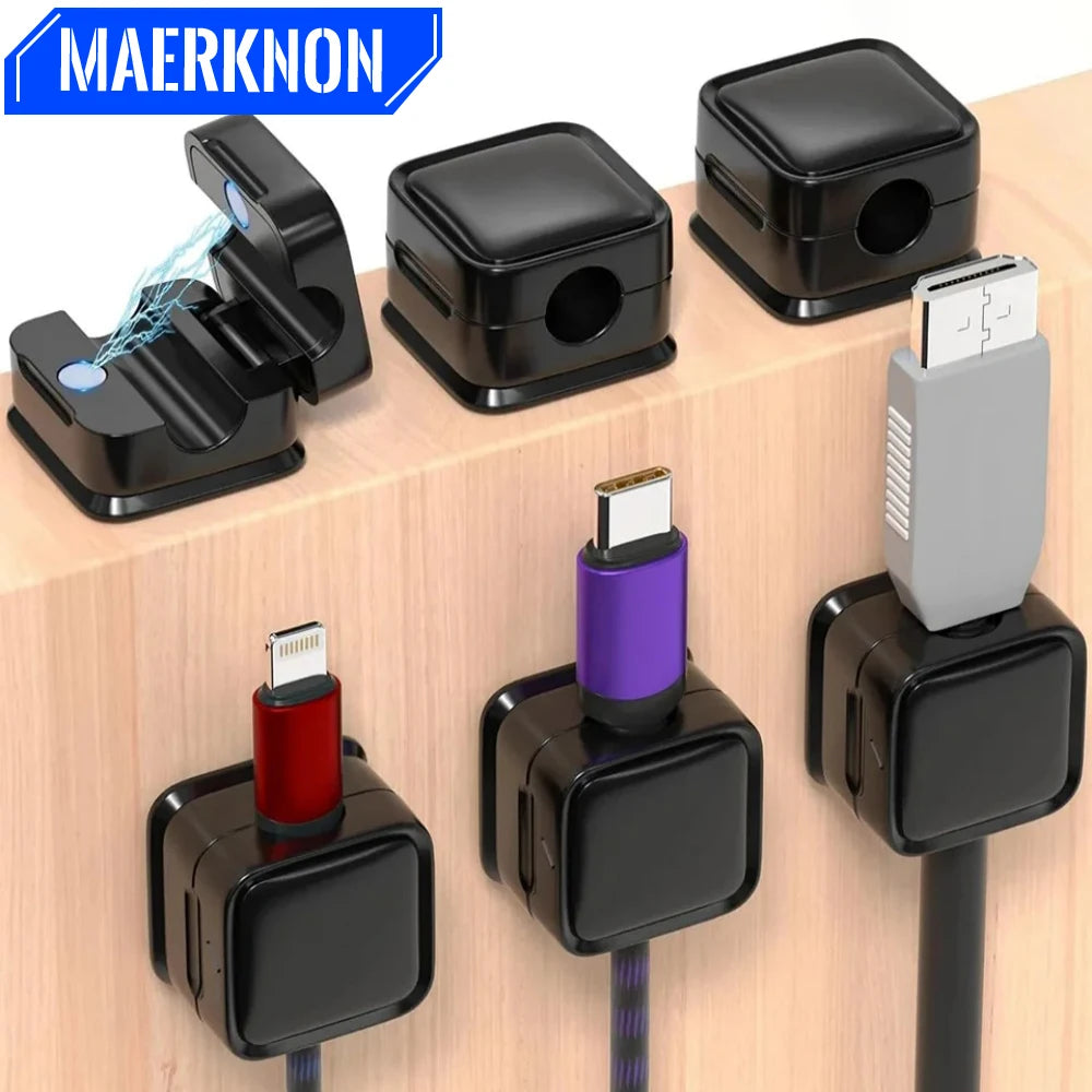 Magnetyczne klipsy do kabli – organizer biurkowy 3/6 sztuk, do kabli USB i ładowarek