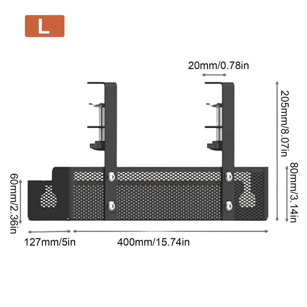 Organizer na kable pod biurko – metalowa półka siatkowa bez wiercenia