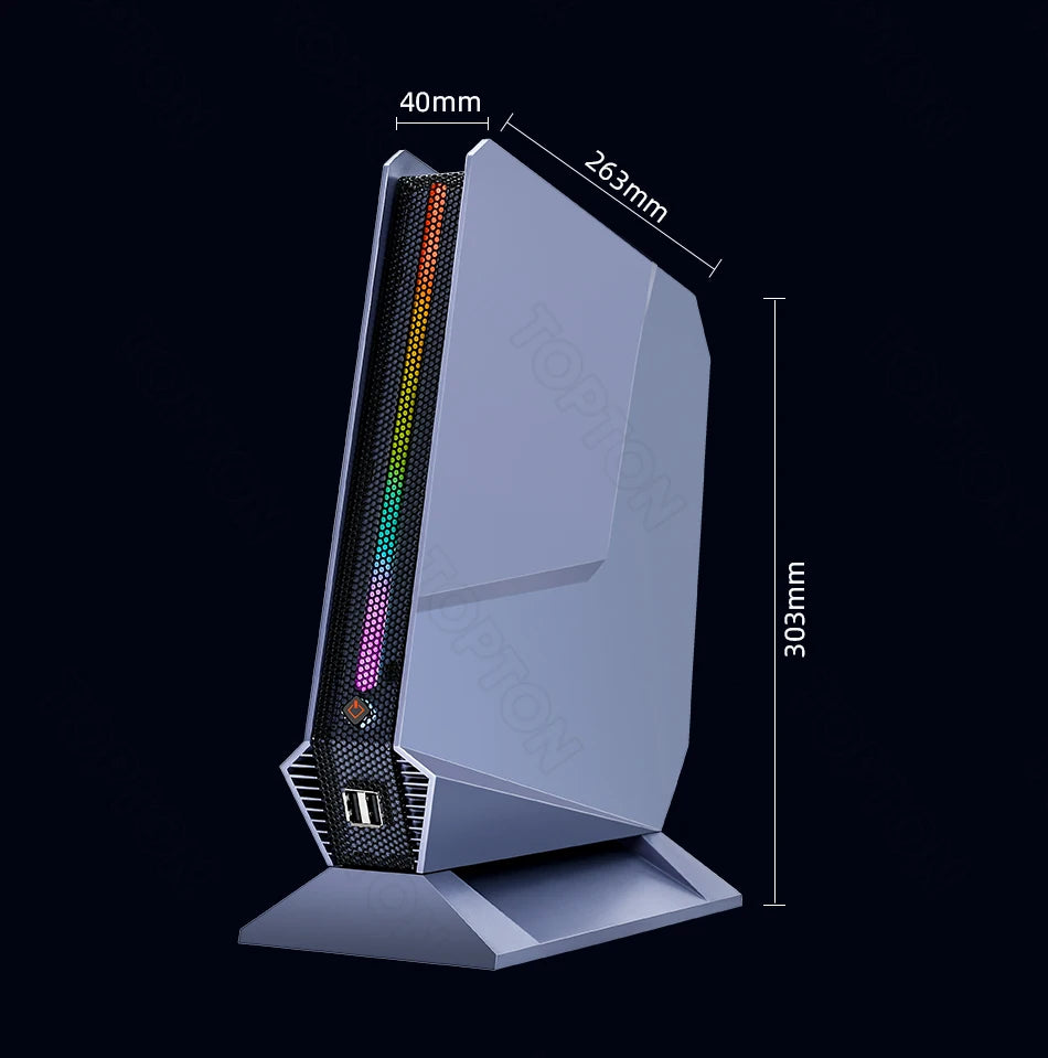 Mini komputer PC z podświetleniem RGB, do zastosowań domowych i multimedialnych – 64GB RAM, 2TB SSD
