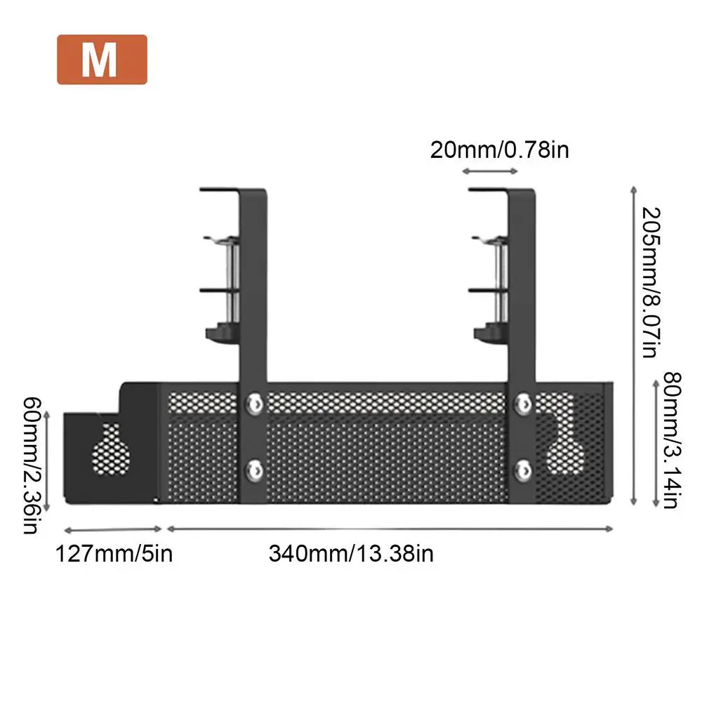 Organizer na kable pod biurko – metalowa półka siatkowa bez wiercenia