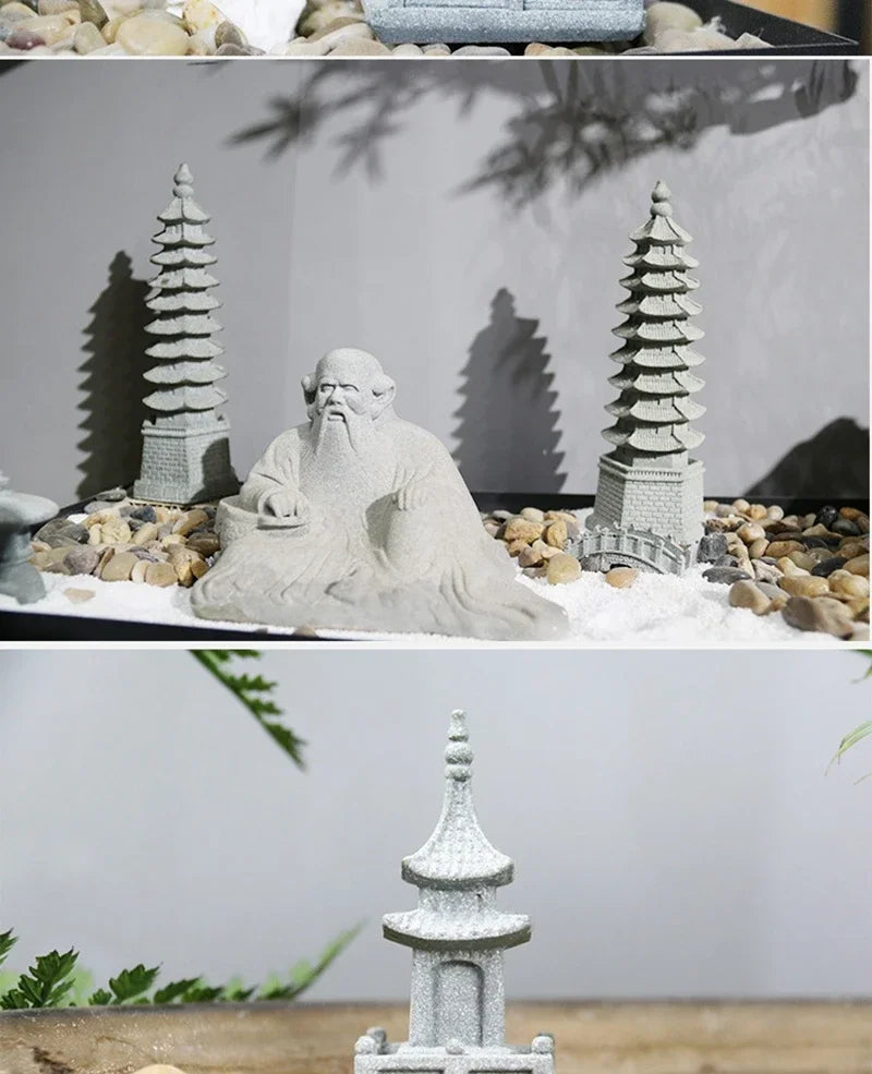 Figurki Zen Do Ogrodu i Dekoracji Wnętrz-Miniaturowe Pagody i Lampiony Japońskie