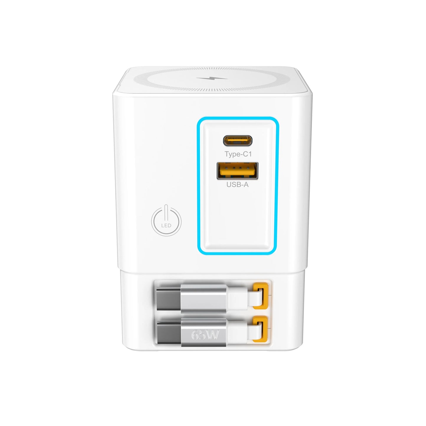 Stacja ładowania 5w1 100W z wysuwanym kablem USB-C_wielofunkcyjna ładowarka biurkowa
