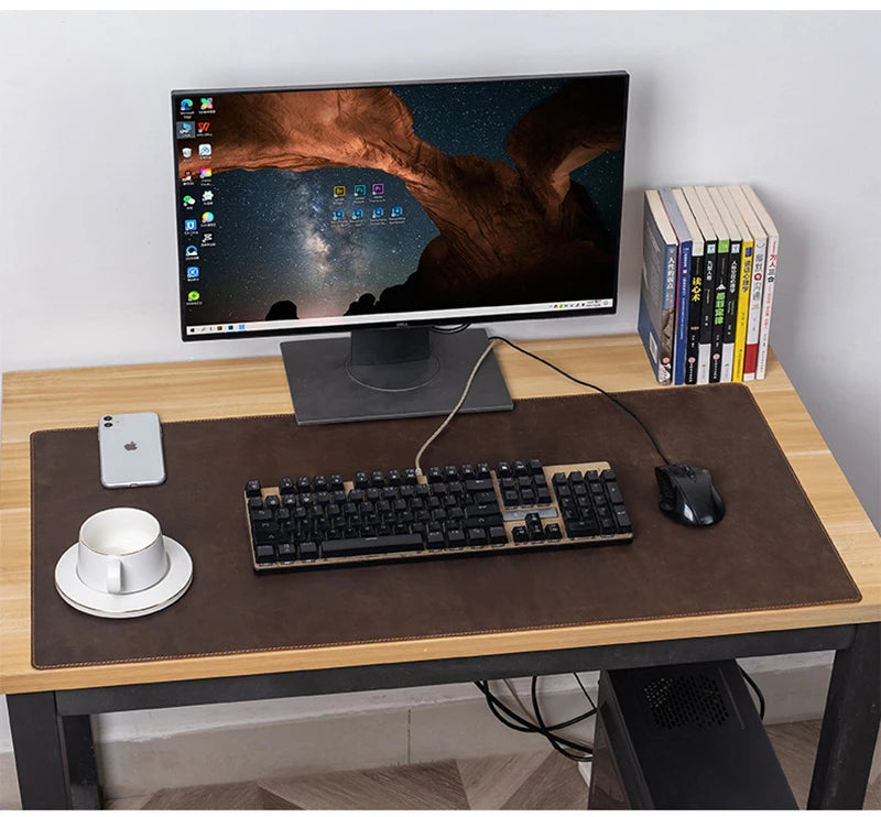 Duża skórzana mata na biurko– do komputera, laptopa i pracy