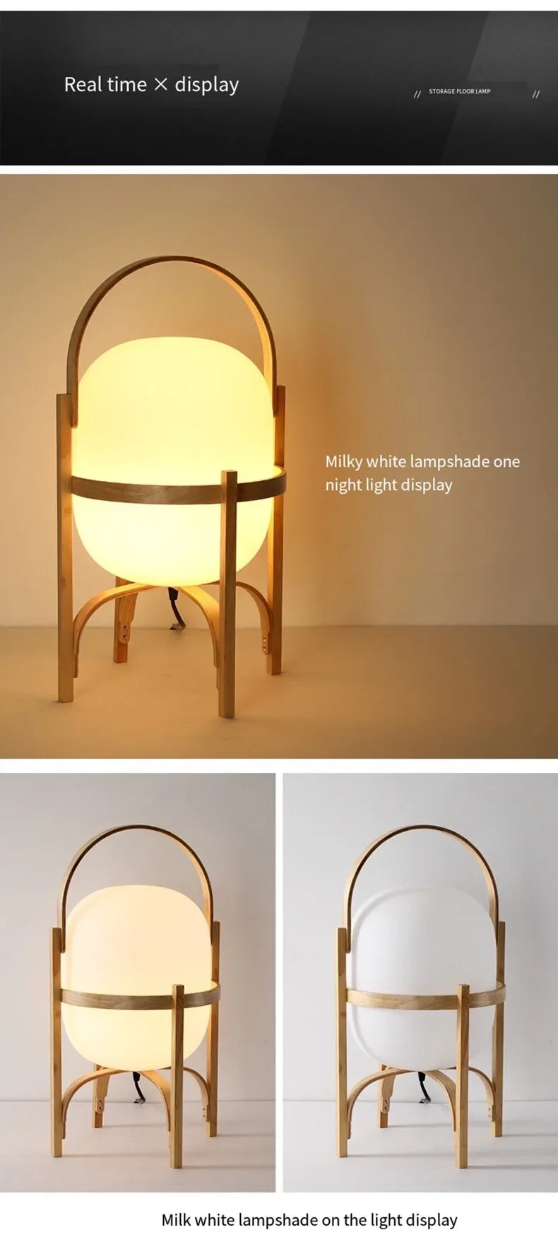 Minimalistyczna Lampka Nocna z Dewna i Szkła-Styl Japandi,6 Wariantów