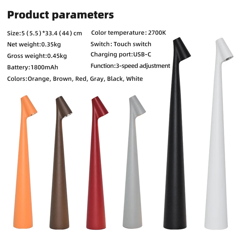 Minimalistyczna lampka stołowa LED, bezprzewodowa, ładowana USB