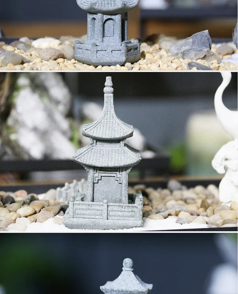 Figurki Zen Do Ogrodu i Dekoracji Wnętrz-Miniaturowe Pagody i Lampiony Japońskie
