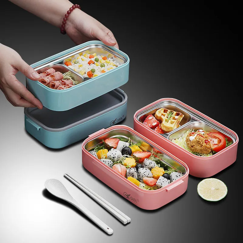 Lunch box 2w1 z Torbą Termiczną-Pojemnik na Lunch z 304 Stali Nerdzewnej