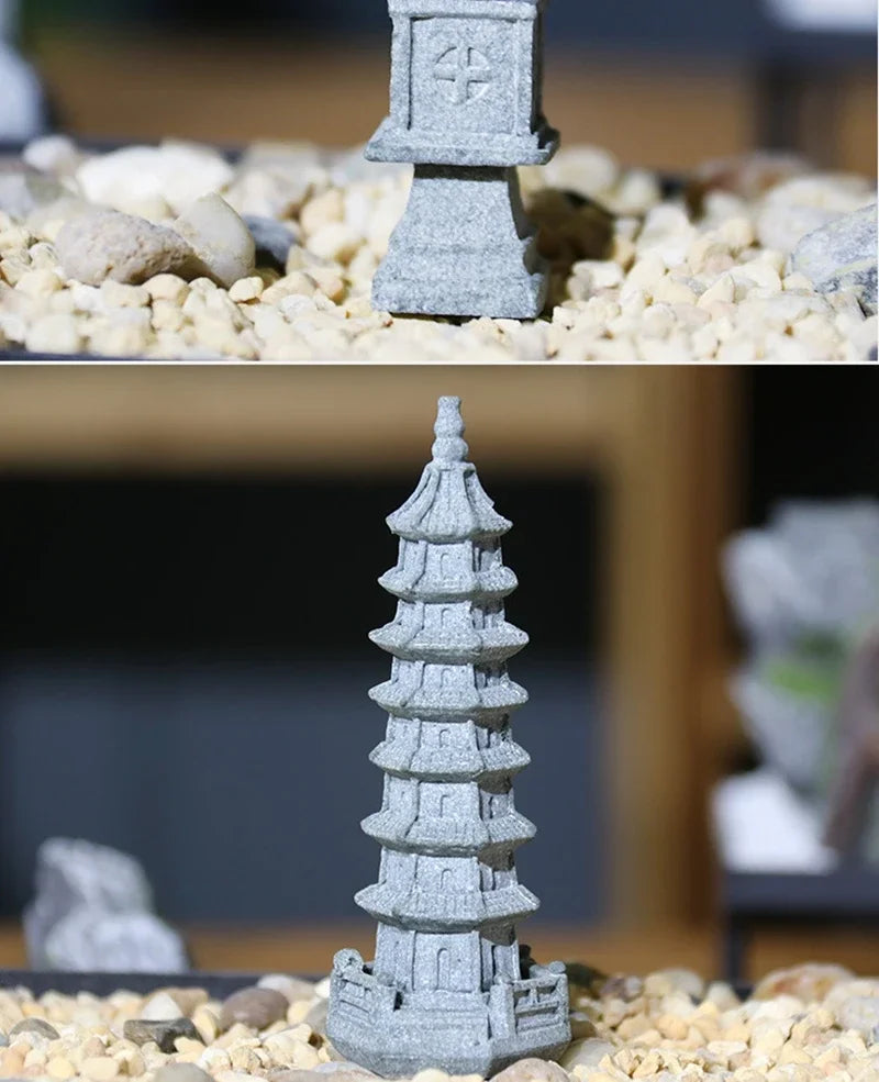 Figurki Zen Do Ogrodu i Dekoracji Wnętrz-Miniaturowe Pagody i Lampiony Japońskie