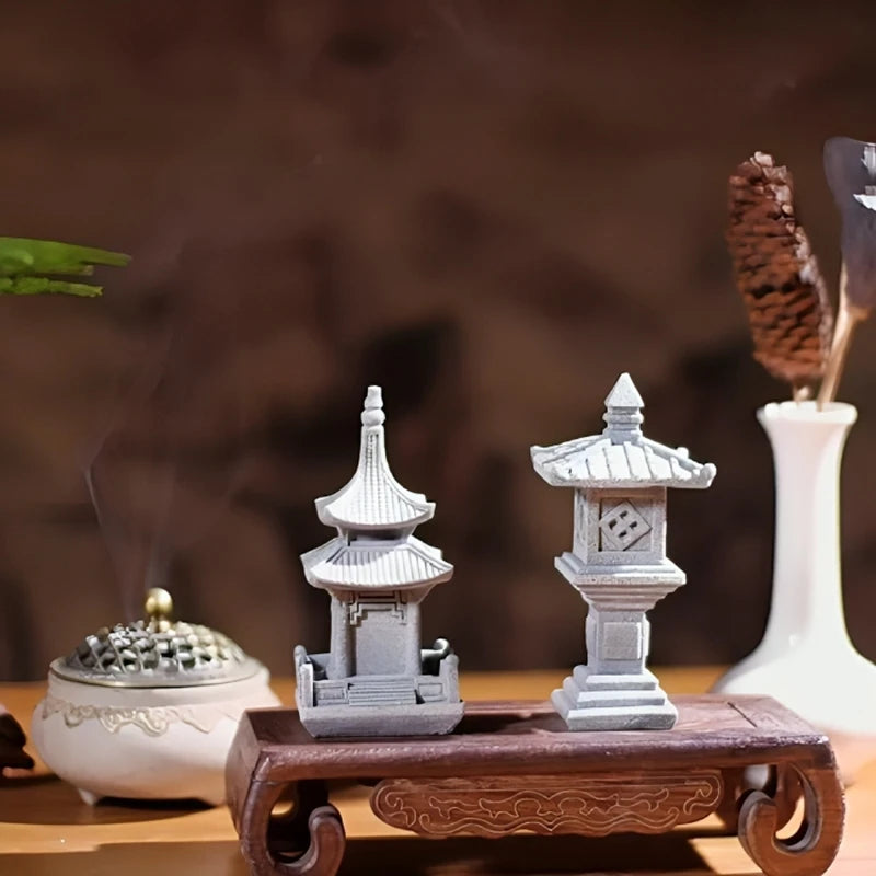 Figurki Zen Do Ogrodu i Dekoracji Wnętrz-Miniaturowe Pagody i Lampiony Japońskie