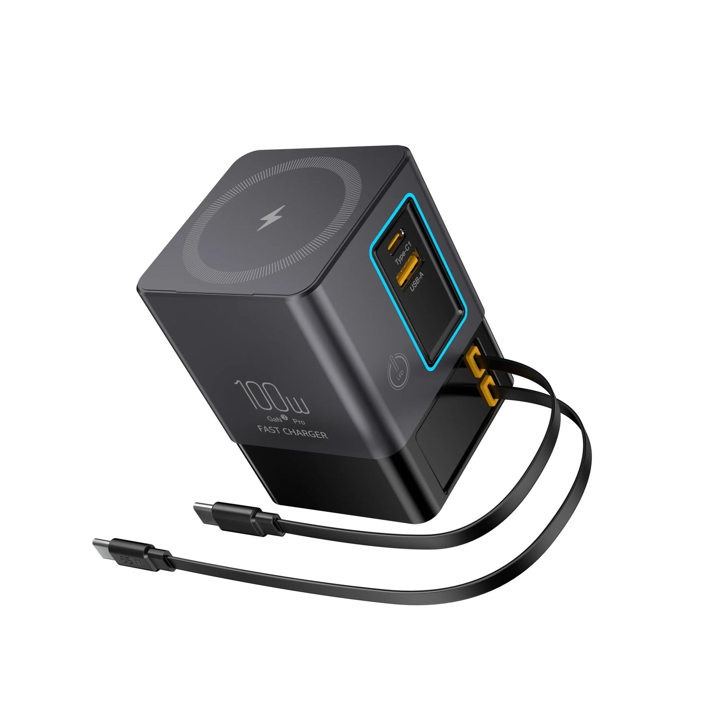Stacja ładowania 5w1 100W z wysuwanym kablem USB-C_wielofunkcyjna ładowarka biurkowa