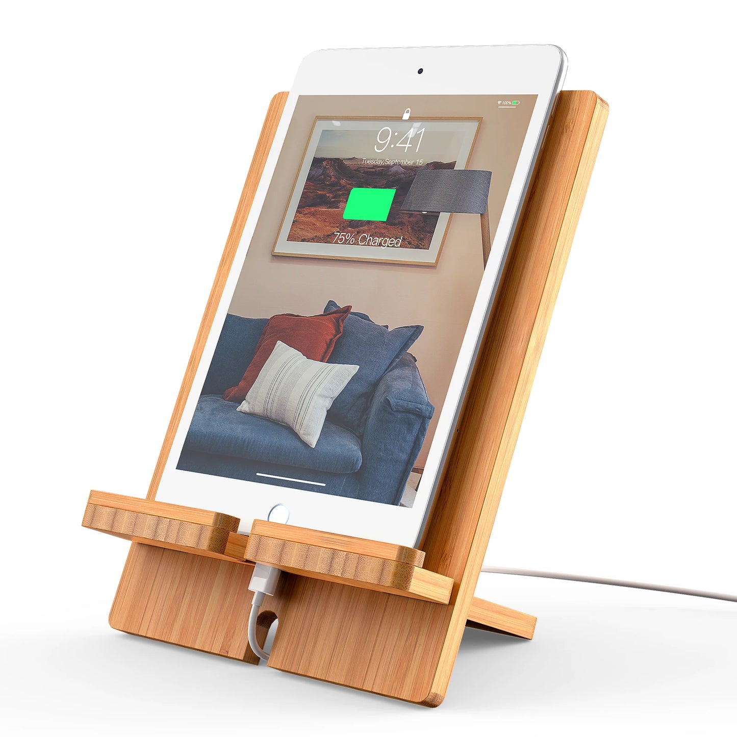 Bambusowa podstawka pod tablet i telefon-regulowana- na biurko