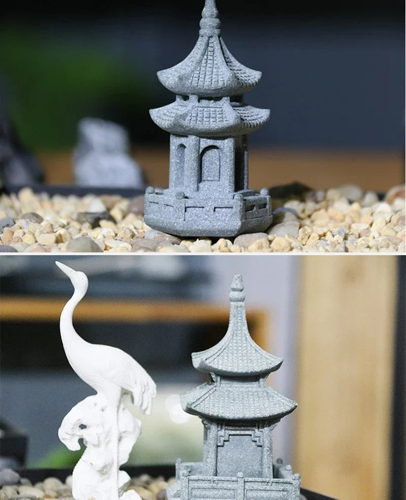 Figurki Zen Do Ogrodu i Dekoracji Wnętrz-Miniaturowe Pagody i Lampiony Japońskie