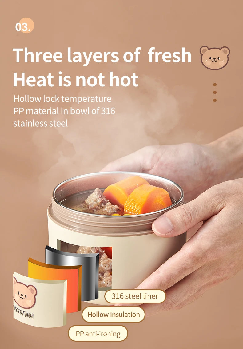 Lunchbox termiczny. Stal nierdzewna różne pojemności szczelny pojemnik na ciepłe posiłki