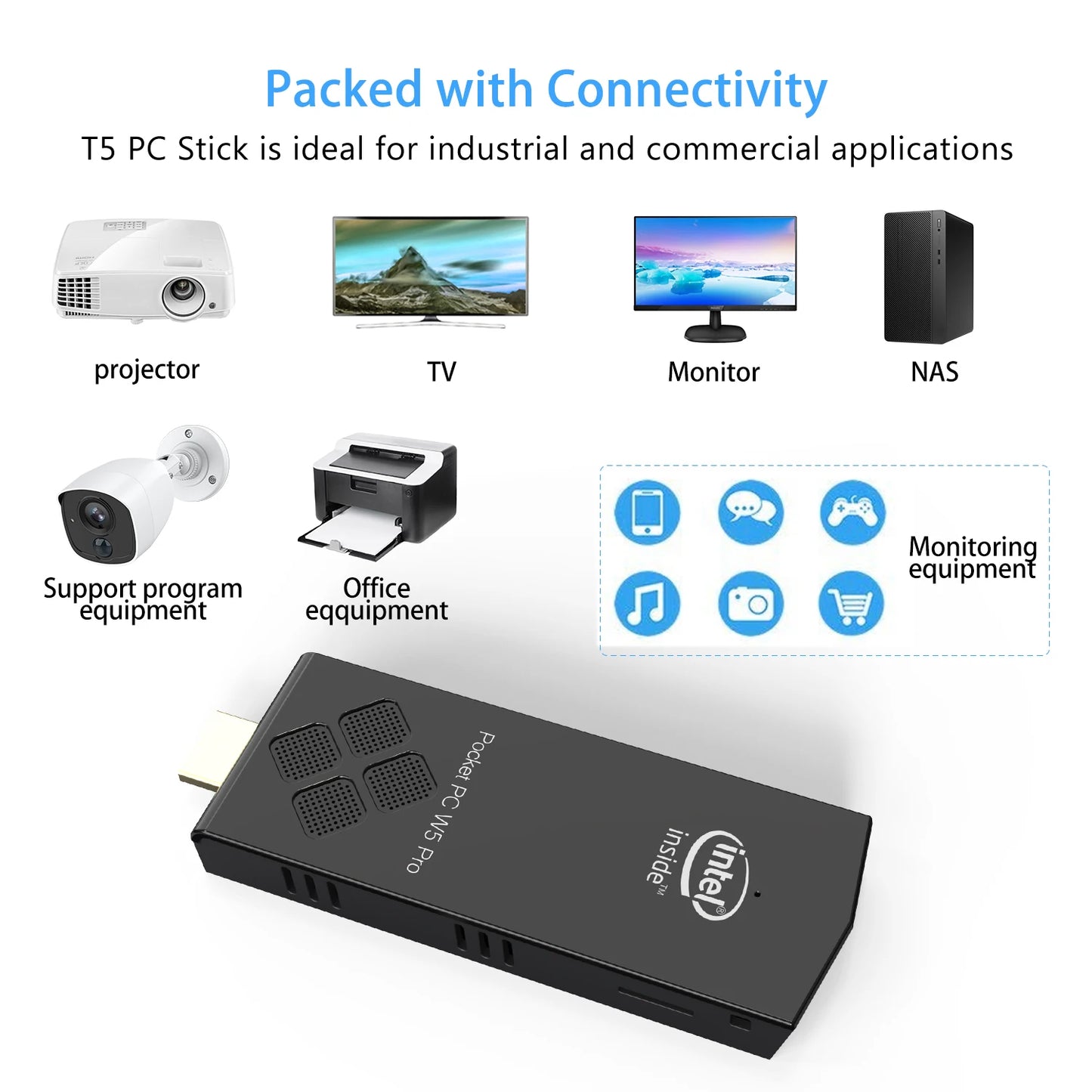 Mini komputer PC z systemem operacyjnym, 4 GB RAM, 64 GB pamięci, WiFi i Bluetooth – do użytku domowego i biuroweg