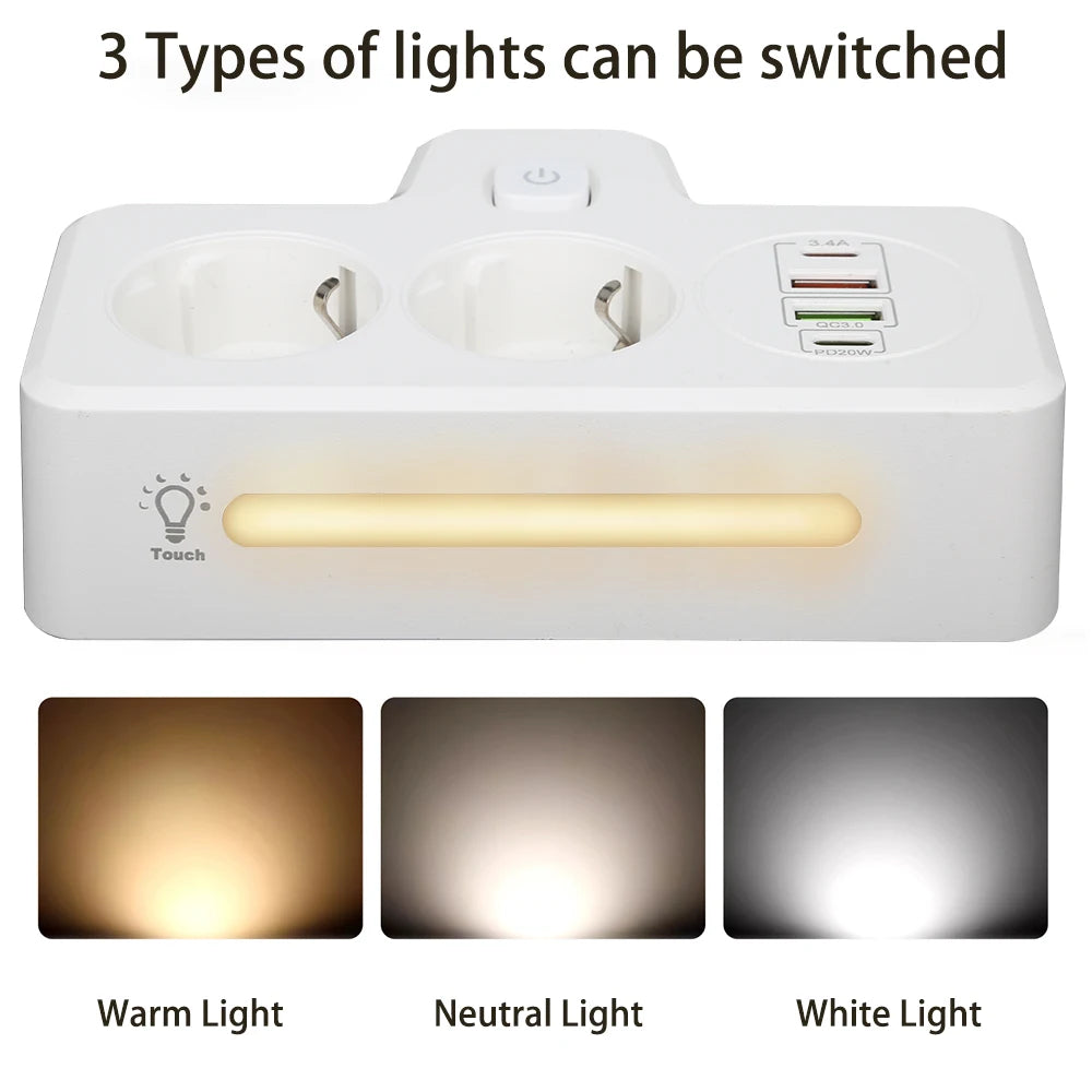 Listwa zasilająca 3250W z gniazdami USB i Portami AC-Power Strip z Funkcją Szybkiego Ładowania