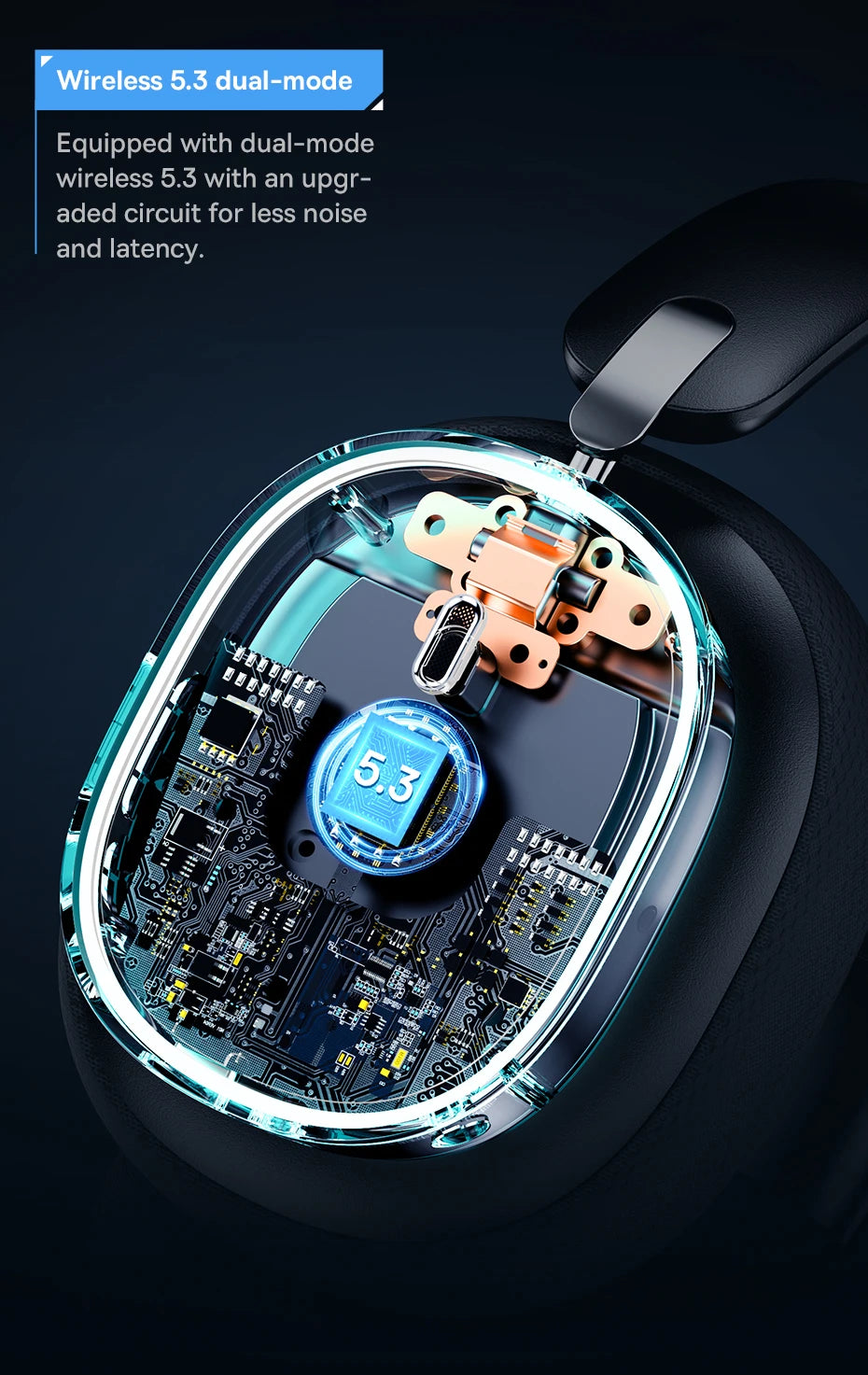 Słuchawki gamingowe z mikrofonem, Bluetooth 5.3, przewodowe i bezprzewodowe, 40 mm, do gier i transmisji