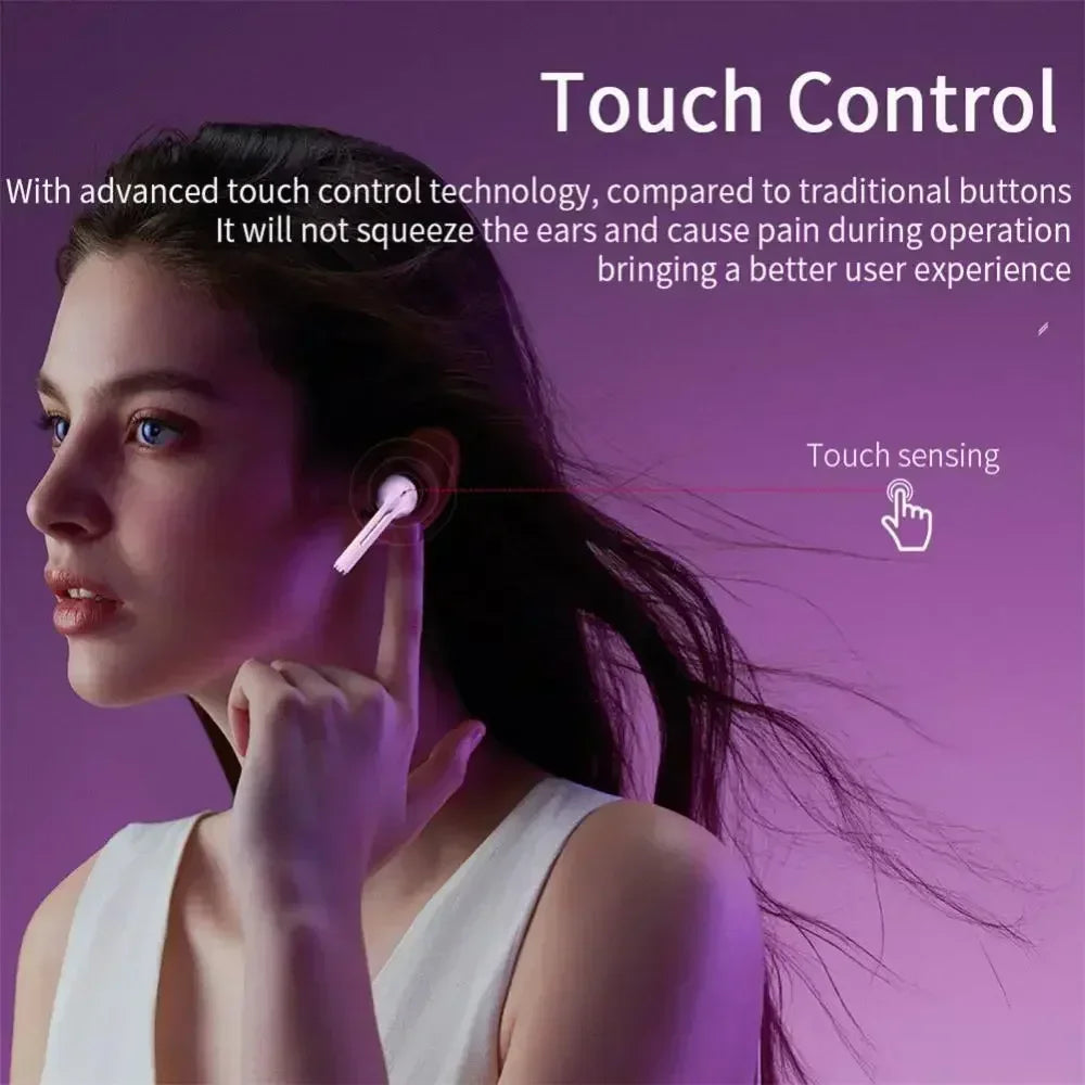 Bezprzewodowe słuchawki douszne Bluetooth 5.3 z mikrofonem, kompaktowe etui ładujące