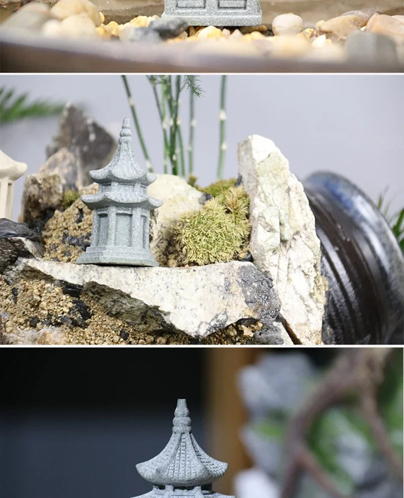 Figurki Zen Do Ogrodu i Dekoracji Wnętrz-Miniaturowe Pagody i Lampiony Japońskie