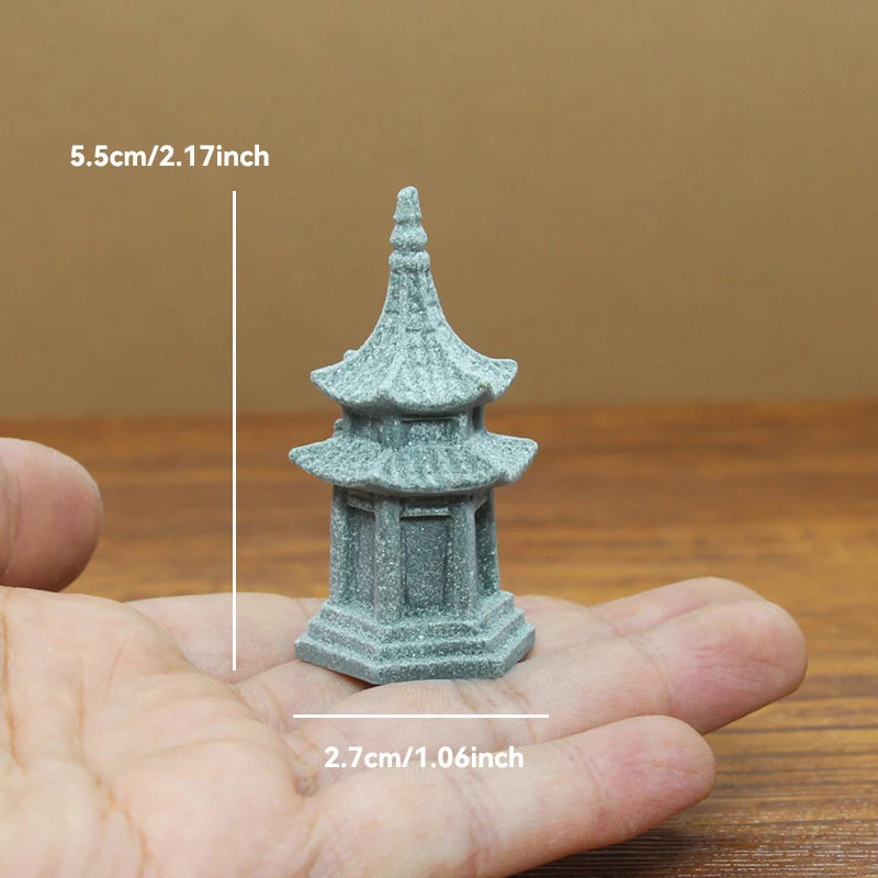 Figurki Zen Do Ogrodu i Dekoracji Wnętrz-Miniaturowe Pagody i Lampiony Japońskie