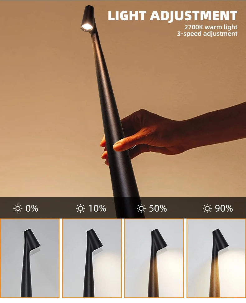 Minimalistyczna lampka stołowa LED, bezprzewodowa, ładowana USB