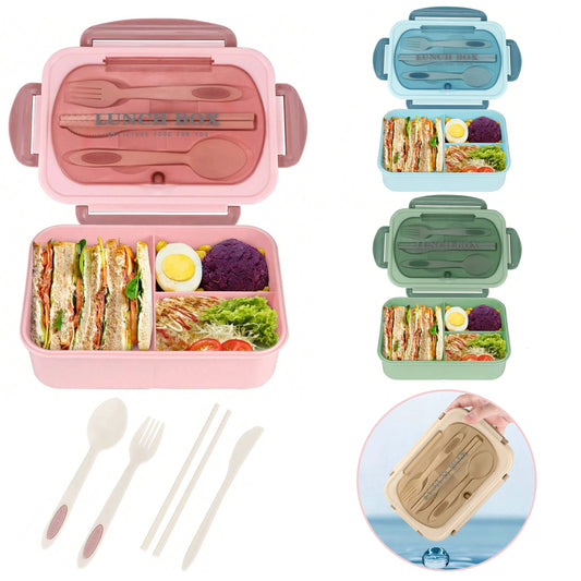 Lunchbox  4-komorowy z Pokrywką i Przegrodami – Pojemnik na Jedzenie do Pracy lub Szkoły