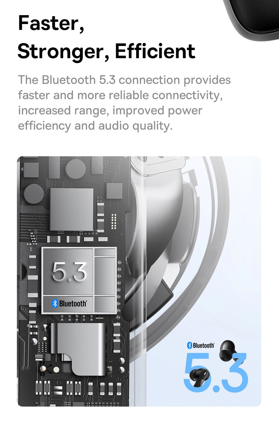 Bezprzewodowe słuchawki Bluetooth 5.3 z etui ładującym i klasą wodoodporności IPX5