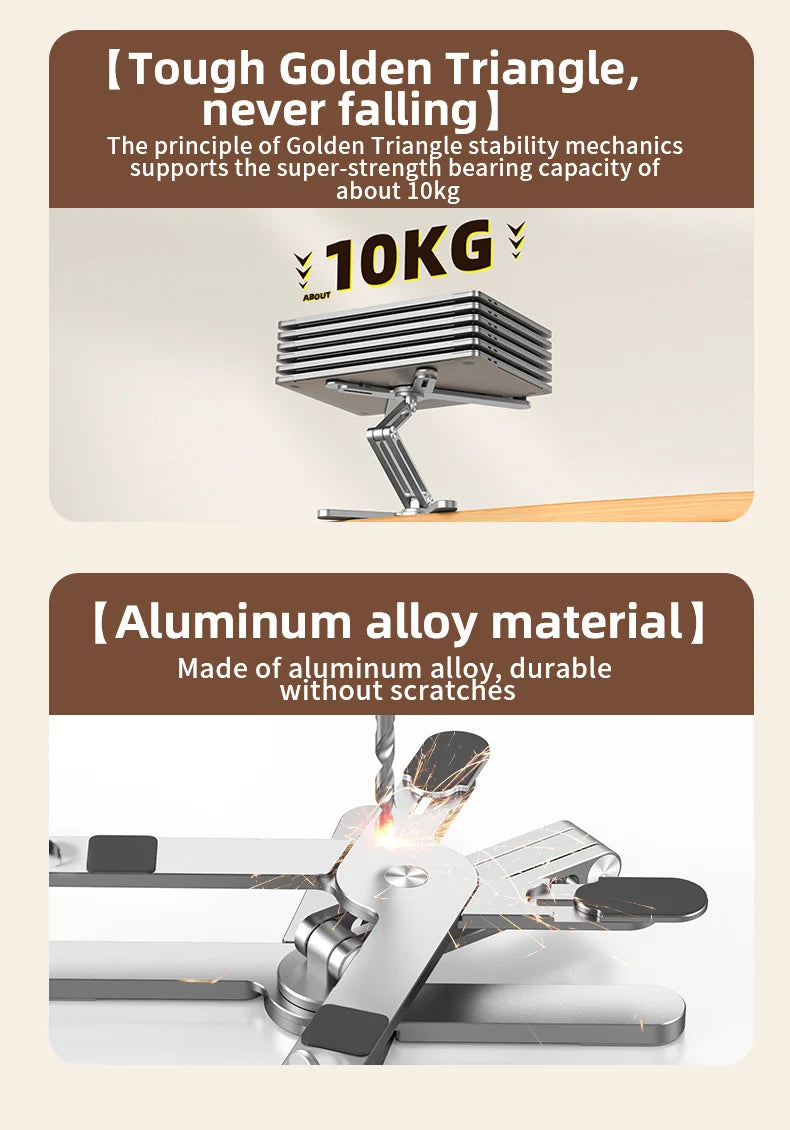 Składany aluminiowy stolik pod laptopa z regulacją 360 do pracy i nauki